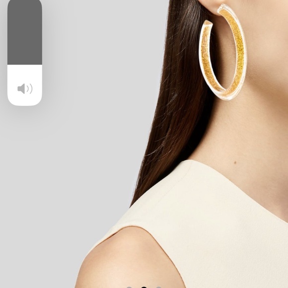 Alison Lou Gold Glitter Medium Hoop Earrings - Picture 1 of 2